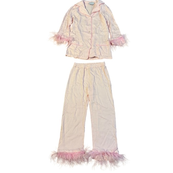 Sleeper Pink Feather-Trim Pajama Set - Picture 10 of 10